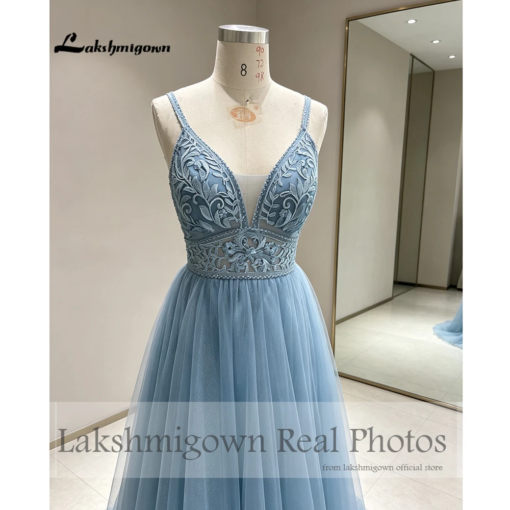 Lakshmigown Spaghettiträger Staubblaues Boho-Hochzeitskleid für Frauen Vestido Civil Bridal Maßgeschneiderte Hochzeitskleider Suknie Slubne – Detail 8