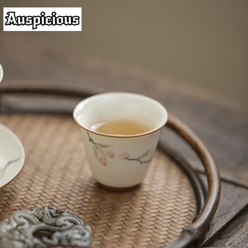 كوب شاي برسيمون مسحوب يدويًا ، كوب رئيسي مزجج ، كوب تذوق سيراميك ، إبريق تأمل ، كونغ فو تيوار ، 45 لون ، 2 كوب لكل مجموعة