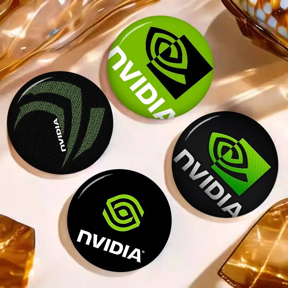 Famous Chip N-Nvidia Logo Anime Button Pin Handmade Brooch for Clothes Cartoon Badge Backpack Decoration Jewelry Accessories