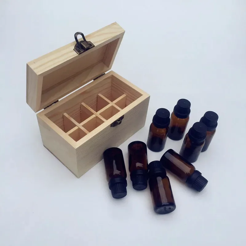 New Arrival 8 Compartments Eco-friendly Solid Wood Essential Oil Bottle Storage Box Packing Wooden Box Hot Selling  WJ111828