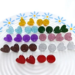 50pcs Love Heart Stud Earrings Connectors Roun Blingbling Acrylic Earrings Base Earring Settings Diy Jewelry Making Accessories