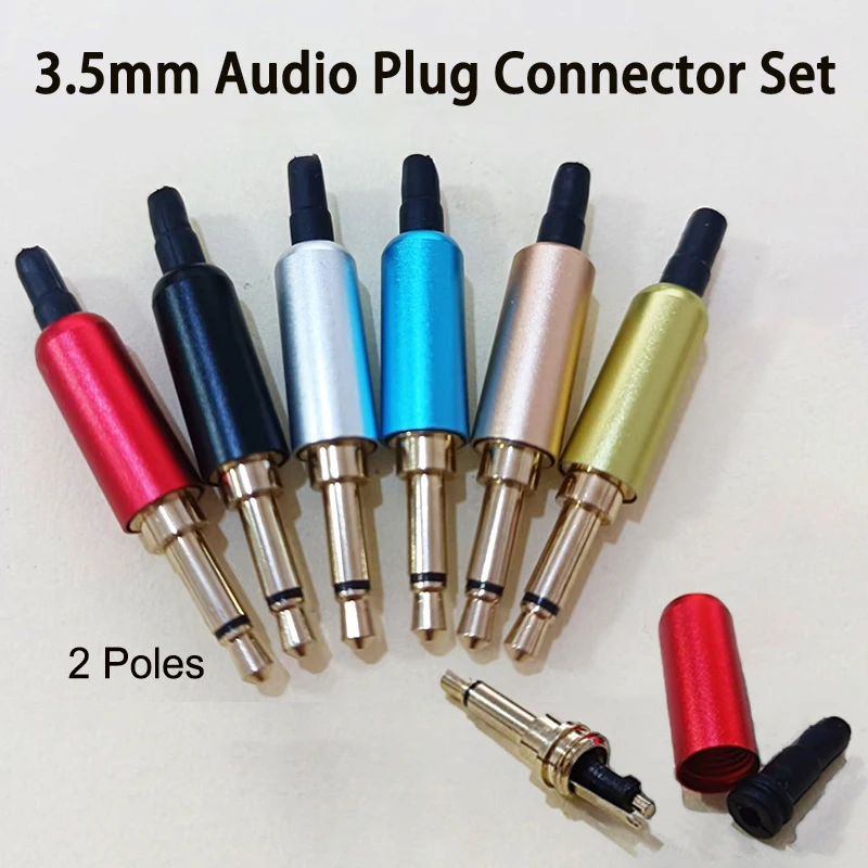 3.5MM Headphone Plug 2 Poles Stereo Male Gold Plating Audio Adapter 3.5 Hifi Speaker Earphone Jack AUX Solder Wire Connector