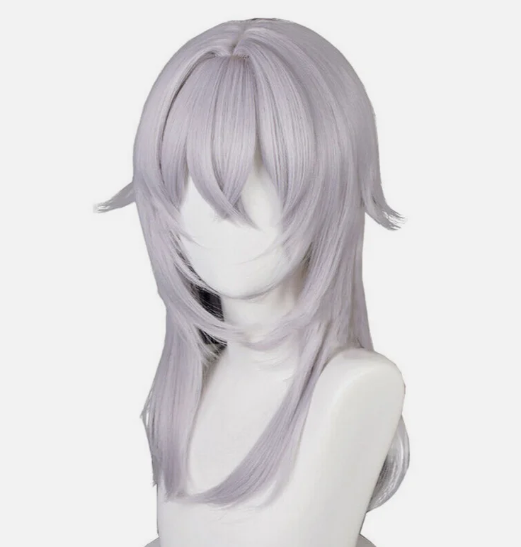 Final Fantasy Themis Cosplay Wigs 52cm Women Long Sliver WhiteSynthetic Hair