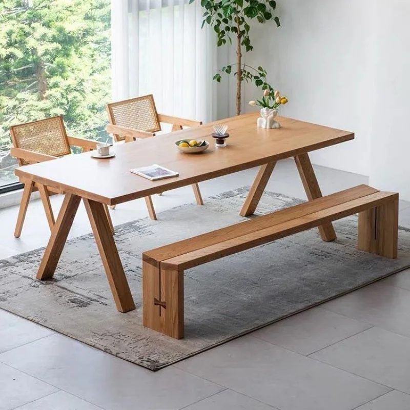 

White wax solid wood dining table Nordic living room B & B desk home learning office modern simplicity