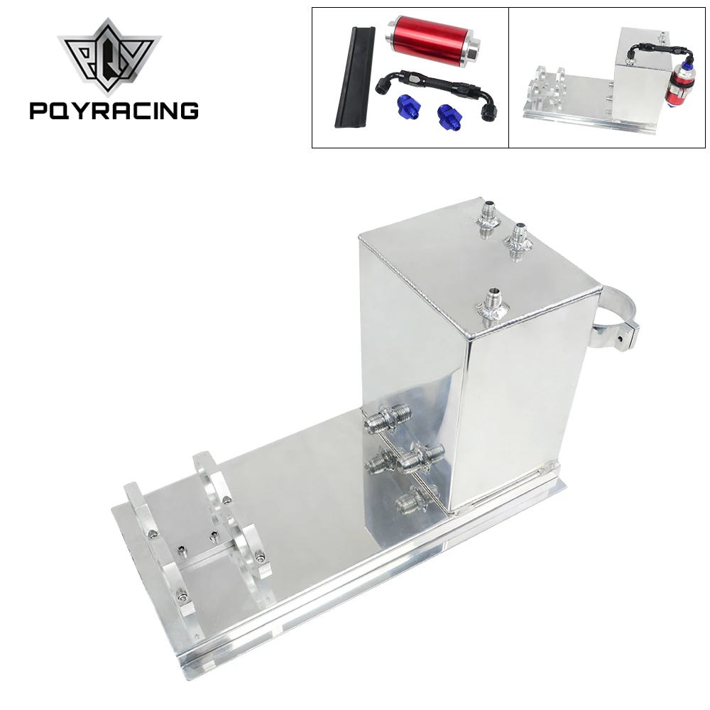 

PQY - 5L Aluminum Fuel Surge Tank / Fuel Cell Polished AN Fittings + Pump Mount + Filter + Hose PQY-TK45
