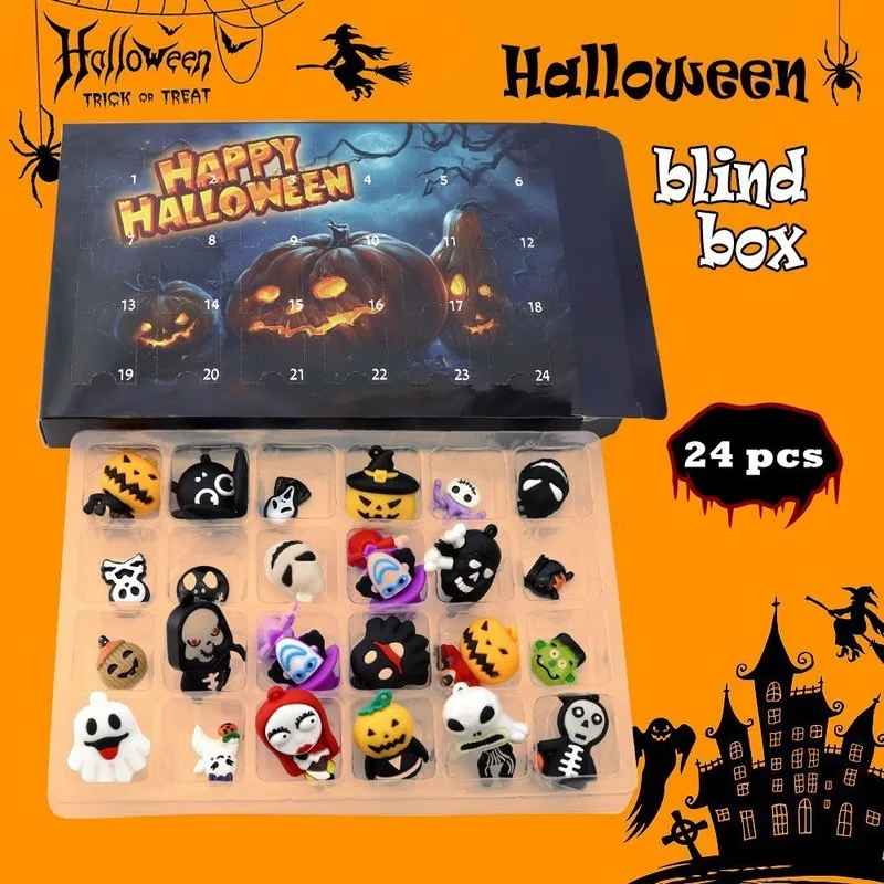 Halloween Horror Atmosphere Ghost 24 Calendar Mystery Box Gothic Arrival Countdown Pvc Material Figurine Models Ornaments Gifts