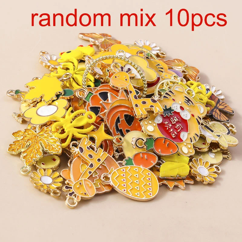 Leslie Mixed 10 Stück niedliche Anhänger, Emaille-Tier- und Blumen-Charms für DIY-Schmuck, handgefertigte Armbänder, Ohrringe, Halsketten, Großhandel – Detail 8