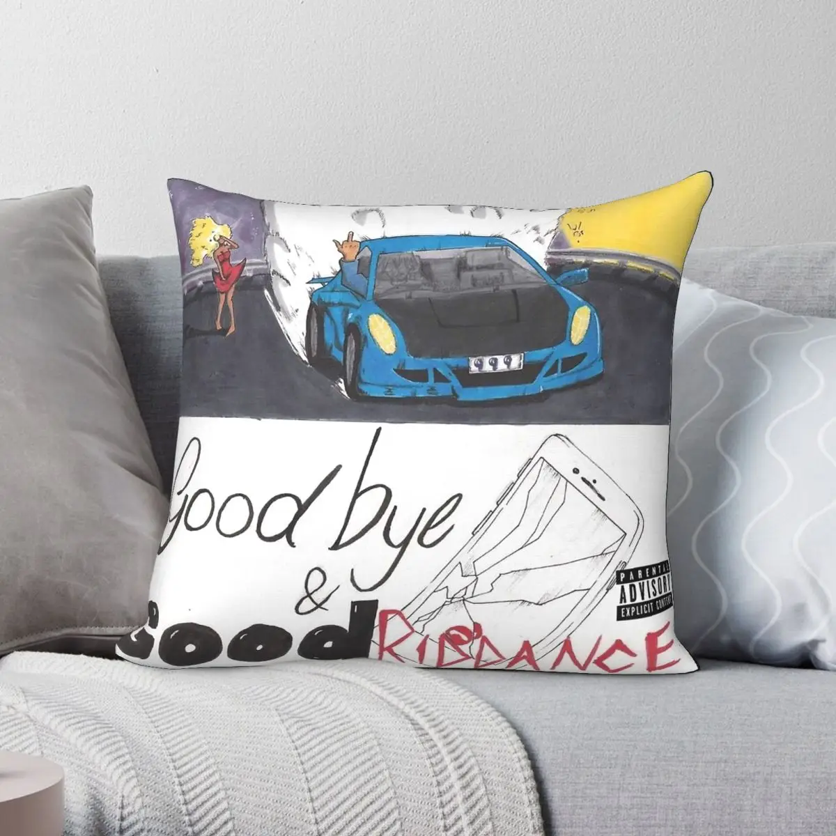 Juice WRLD Good Bye And Good Riddance Square Pillowcase Polyester Linen Velvet Pattern Zip Decorative Car Cushion Case Wholesale