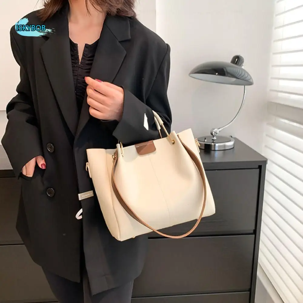

Ins PU Leather Tote Bag Chill Handbag Women Shoulder Bag Korean Style Solid Color Crossbody Bag Travel