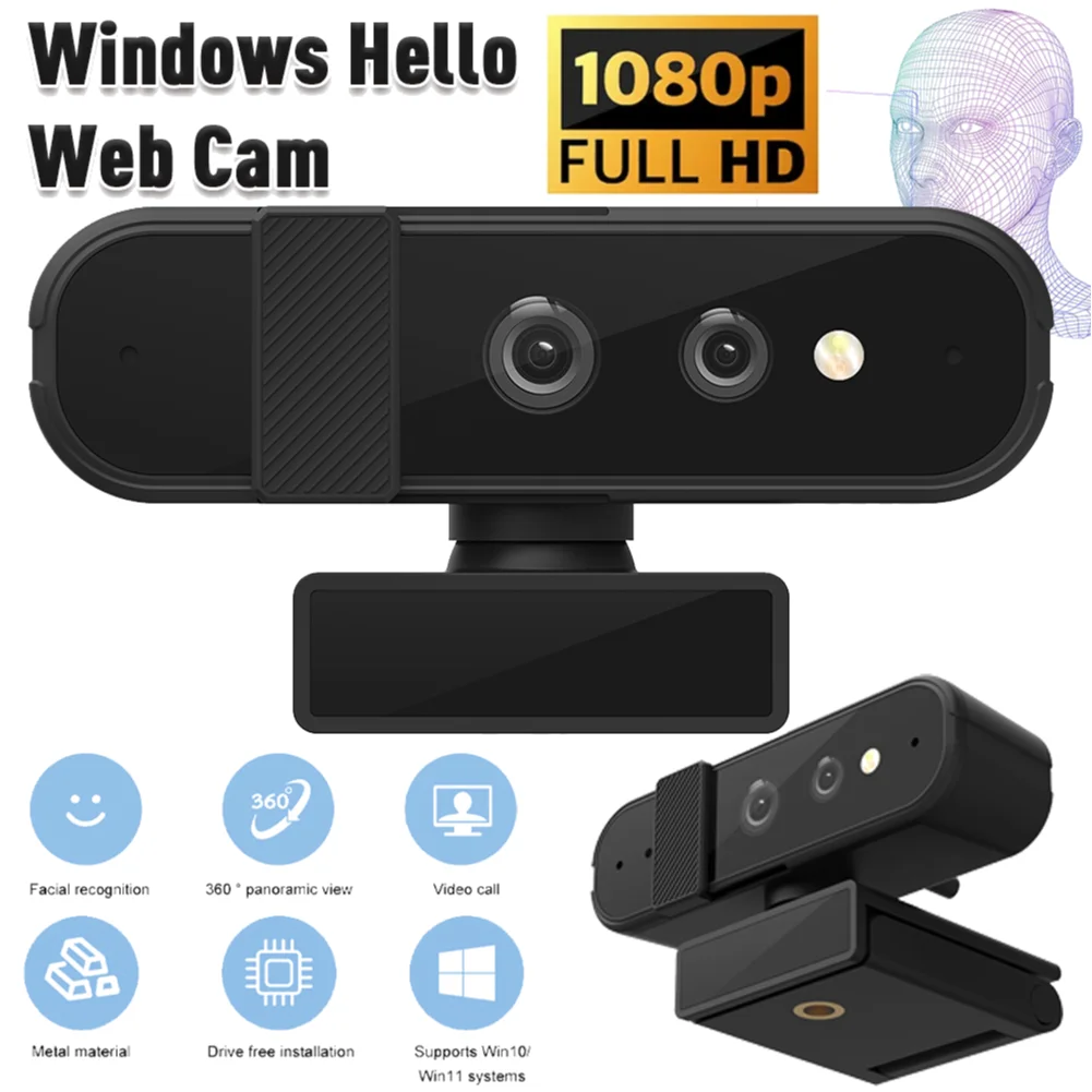 Mini Camera 4k HD 1080P 30FPS Desktop Cam 80 Wide Angle Facial Recognition Webcam  for Windows Hello for OBS/Gaming/Zoom