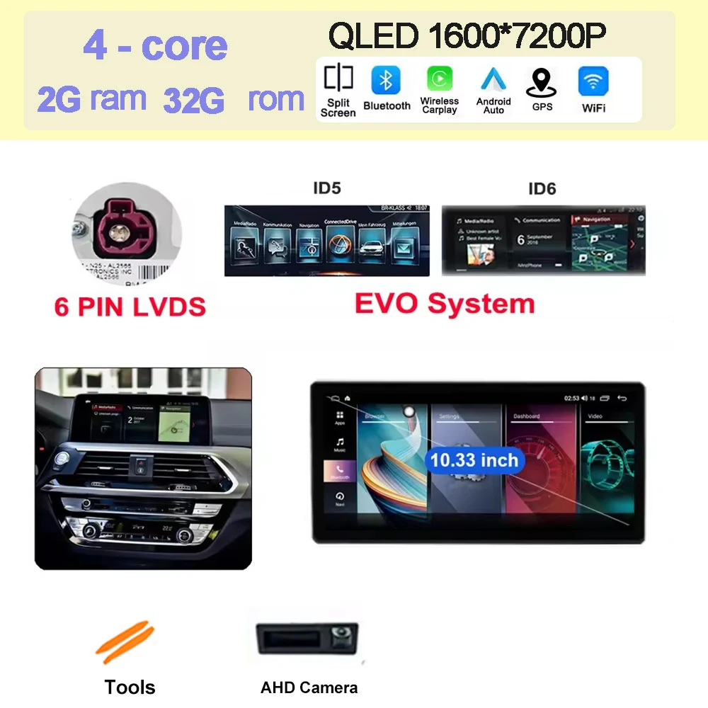 Android 15 Auto QLED Scherm 4G + Wifi Voor BMW X3 G01 X4 G02 2018 - 2022 EVO Systeem autoradio Multimedia Carplay DSP Stereo BT SWC