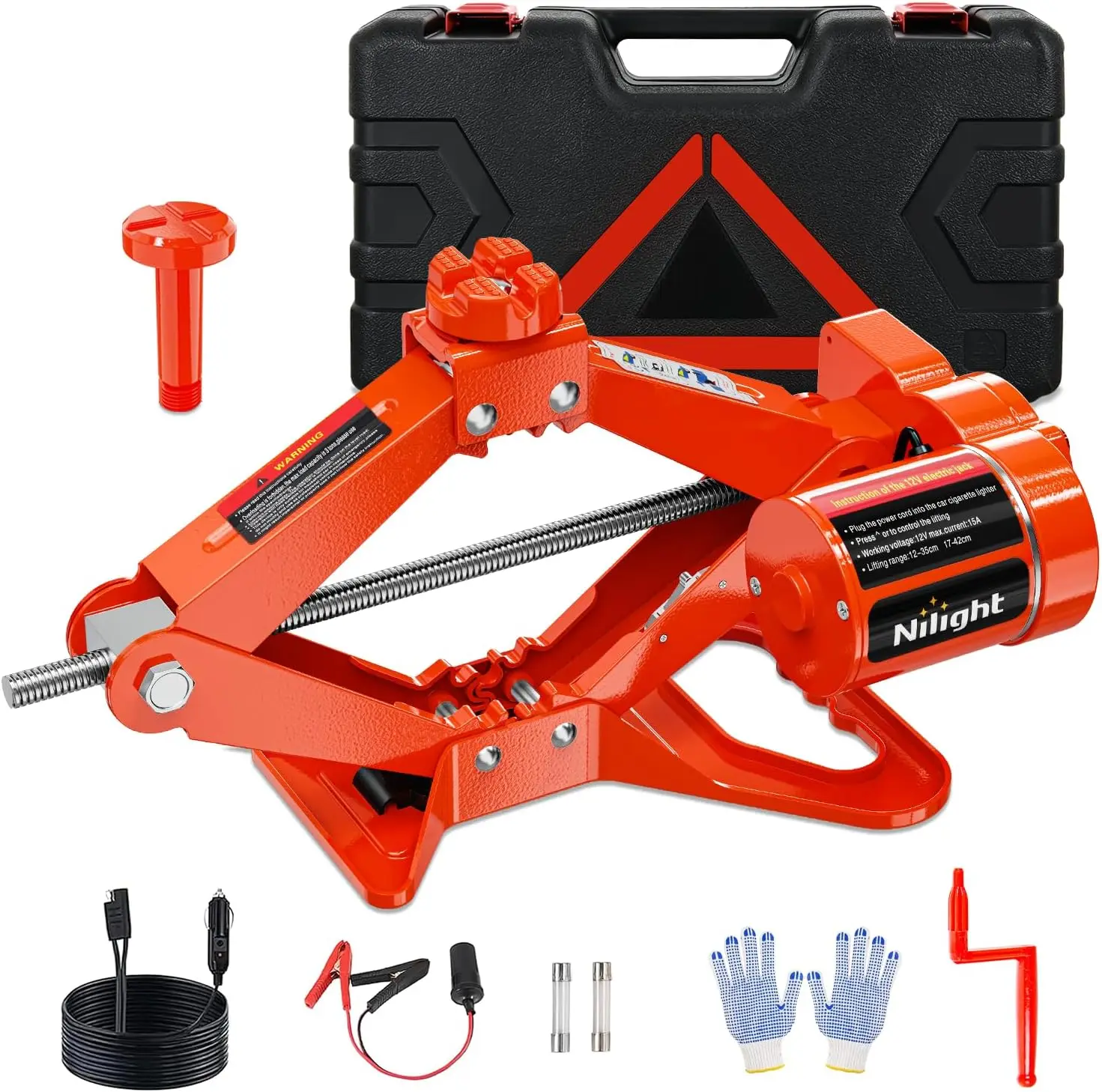 

Electric Car Jack 3 Ton 12V Automatic Scissor Lift with Remote, Portable Floor Jack Kit, Dual Pads, Orange Red