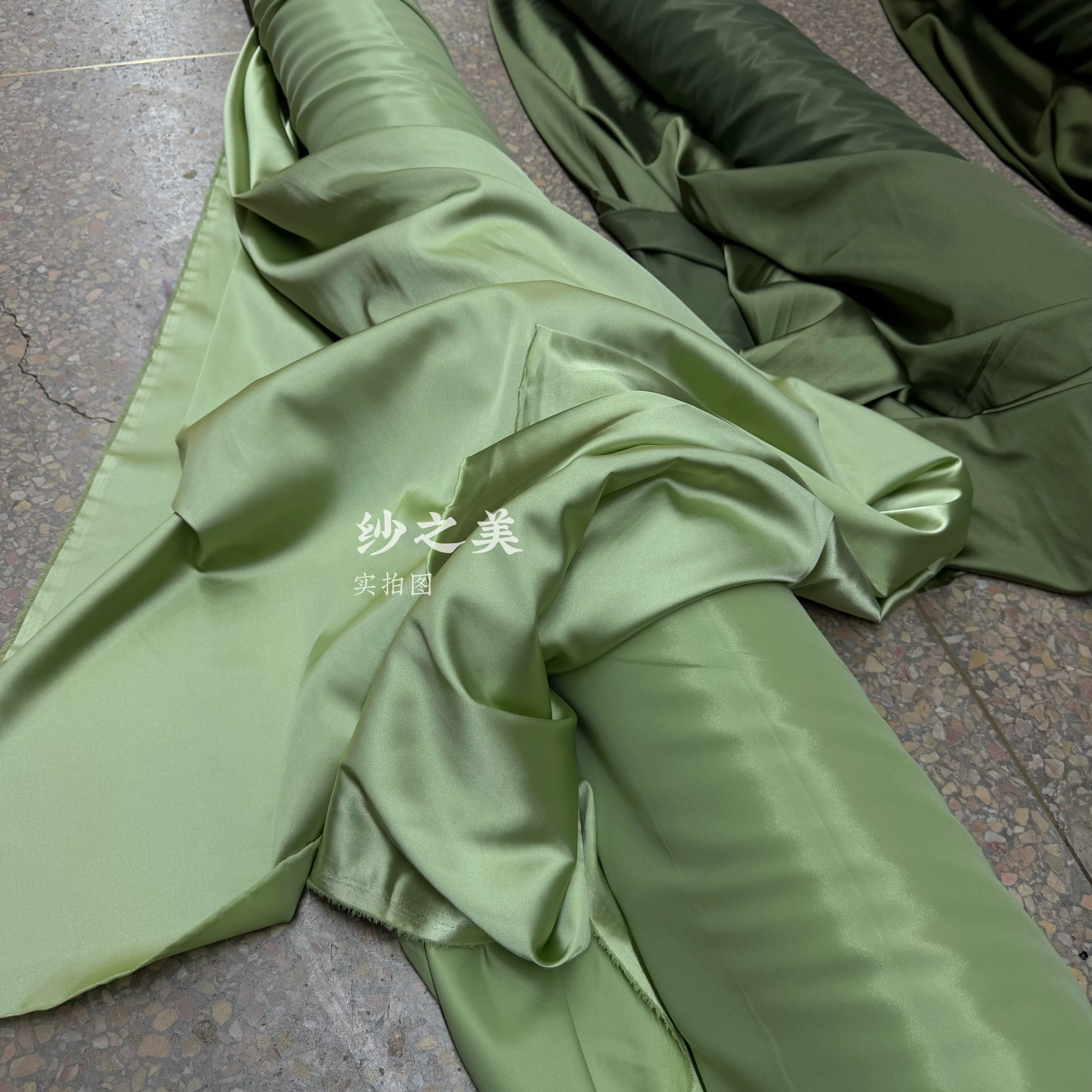 Green Olive Satin Surface Fabric Draping for Wedding Background Decoration Purdah Stage Layout Dress Fabric
