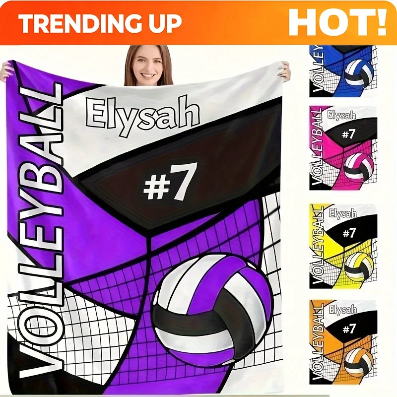 Customize A Custom Volleyball Fleece Blanket with Printed Patterns - Personalized Text, Soft And Comfortable, Suitable for All S