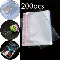 200pcs self-sealing opp bag transparent bag adhesive reusable sealed bags, packaging, gifts, documents, stationery, jewelry.