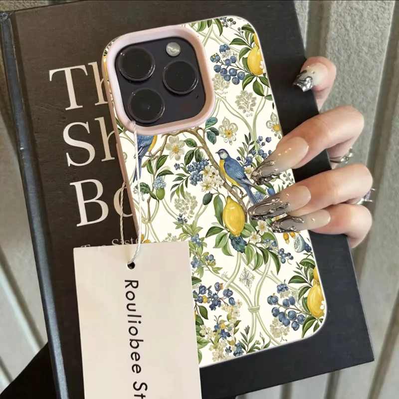 Lemon Trees Lichee Pattern Phone Case For iPhone 17 16 15 14 Pro Max 12 11 13 Pro 14 15 pro 16 Plus 17 Air Shockproof Soft Cover