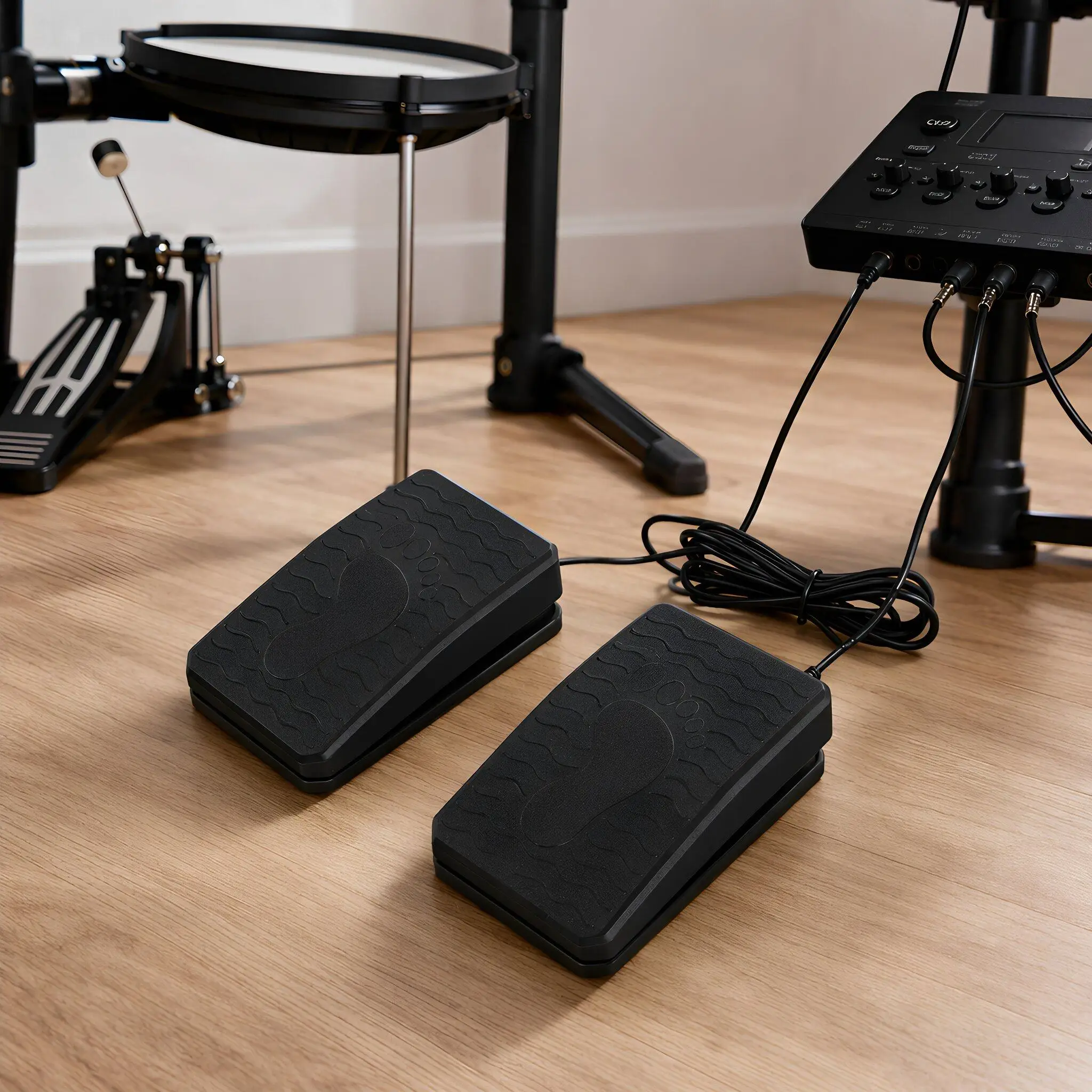 Double Bass Drum Pedal with Folding Design for Electronic Drum Double Kick Base Accessories and Kit Pedals Direct Drive Digital