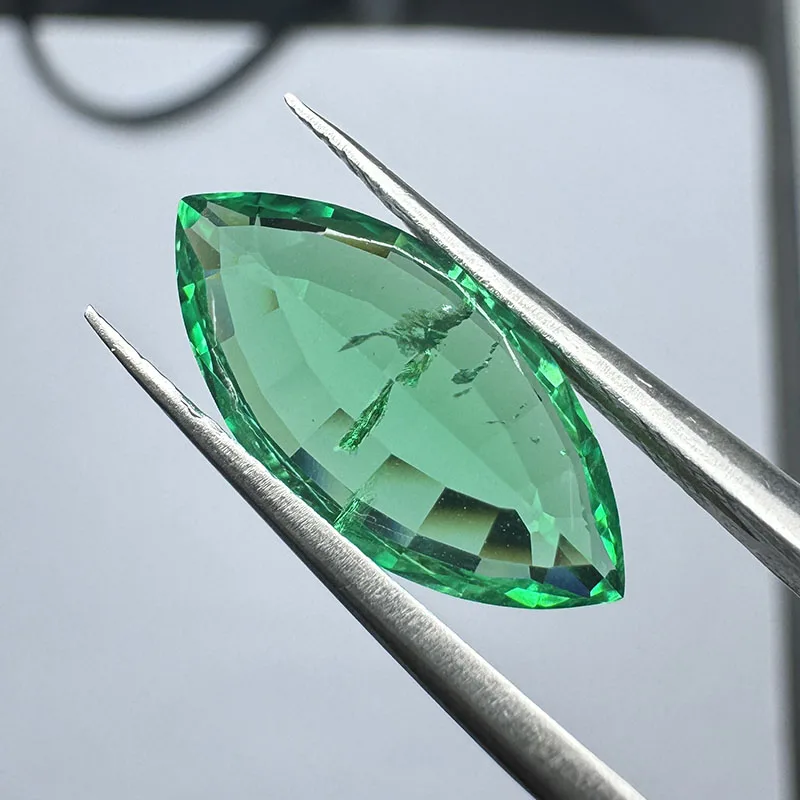 Laborgezüchteter Kolumbianischer Smaragd in Marquise-Form, Edelstein-Anhänger für DIY-Ringe, Halsketten, Ohrringe, Hauptmaterialien wählbar, Zertifikat erhältlich – Detail 6