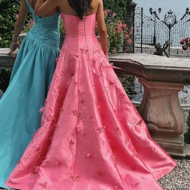 Customized Arabic Women Evening Dresses Sweetheart Rhinestone Bow Feather Special Occasion Party Dress Formal Prom Gown Robe