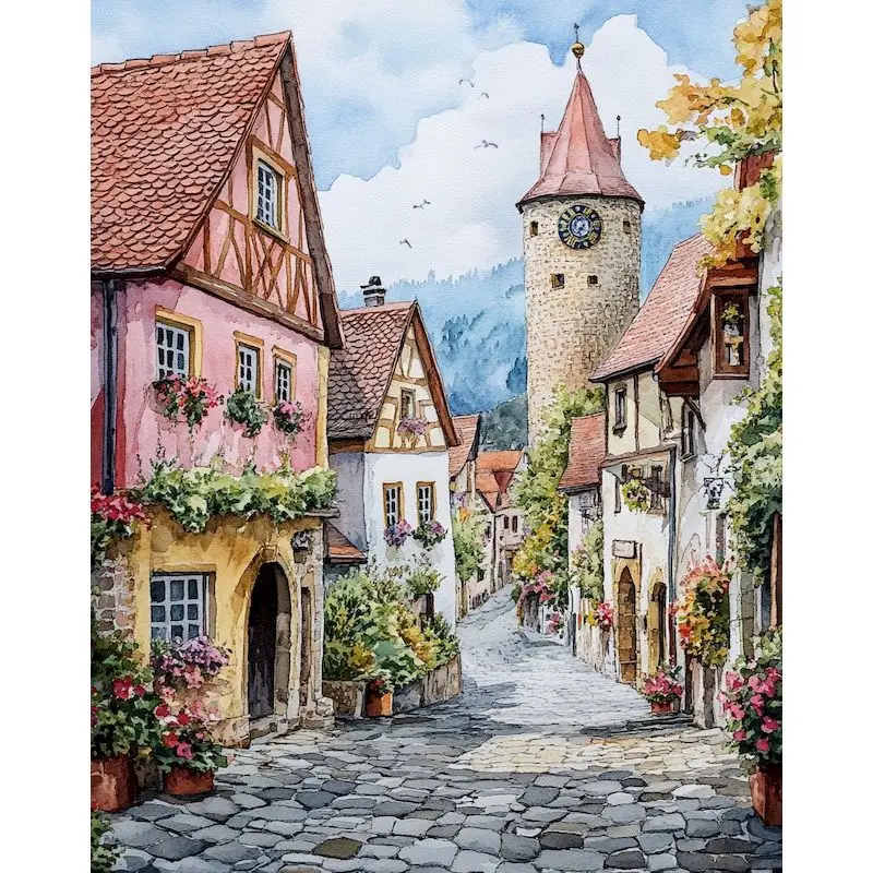 

RUOPOTY Acrylic Paint By Numbers For Adults Riverside Lighthouse Coloring By Numbers Landscape kits Wall Decor Gift