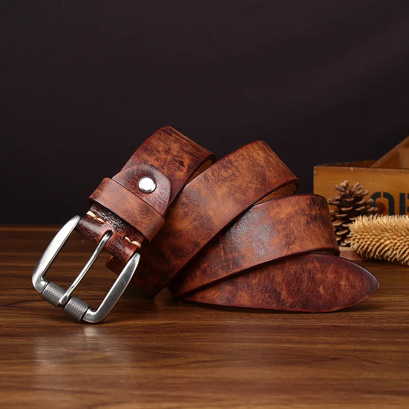 High Quality Belt Men's Genuine Leather Top Layer Pure Leather Pin Buckle Jeans Fashion Belts for Men Luxury Designer Brand