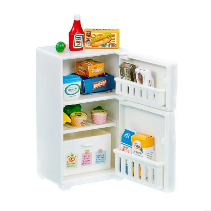 76HF Realistic Dollhouse Refrigerator Plastic Vintage Freezer for Play House