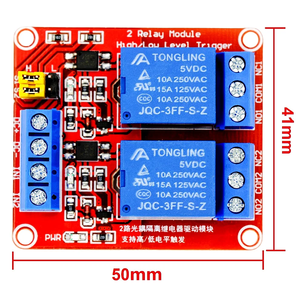 Placa de Módulo de Relé Escudo com Isolamento Optoacoplador, Suporte Alto e Baixo Nível Gatilho, Arduino, 2 Canais, 5V, 12V, 24V