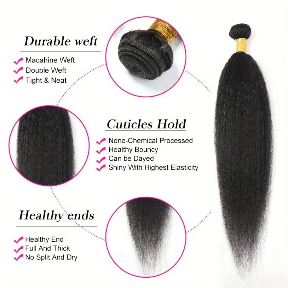 Кудрявые прямые пучки с застежкой, человеческие волосы, 3 пучка с кружевной застежкой 4x4, необработанные наращивание человеческих волос