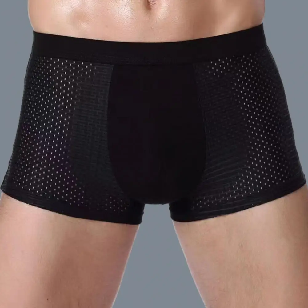 Men Breathable Boxers Ice Silk Mesh Men\'s Boxers Soft Breathable Underwear With Moisture-wicking Technology U Design For Comfort