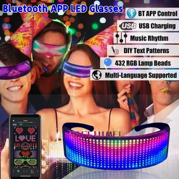 Bluetoothアプリケーション付きLEDライトグラス,フルカラー,誕生日パーティー,カーニバルアクセサリー,魔法のスクロール,DIYテキストディスプレイ,スクリーン