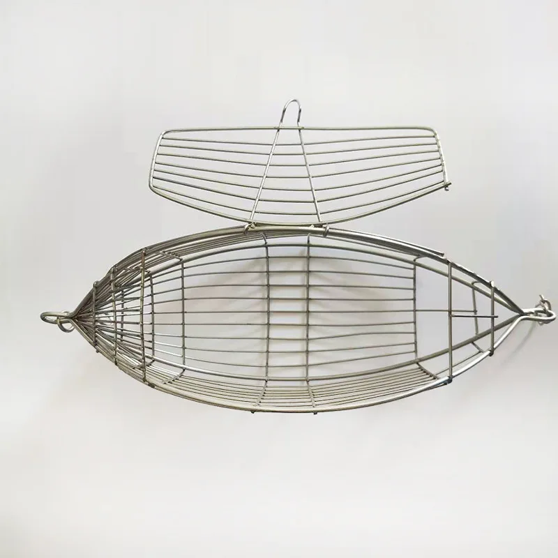 PD Fishing Gear Stainless Steel Large Shrimp Cage Southern Oil Nesting Cage Bait Cage Olive Shaped Boat Fishing Deep Sea