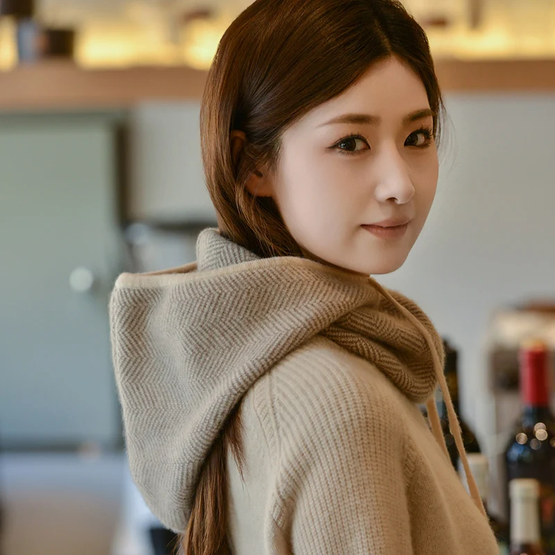 100% قبعات من الكشمير الرجال النساء سميكة قطعة واحدة القبعات الخريف الشتاء الأذن واقية القبعات مقنعين الأوشحة الكورية نمط محبوك قبعات