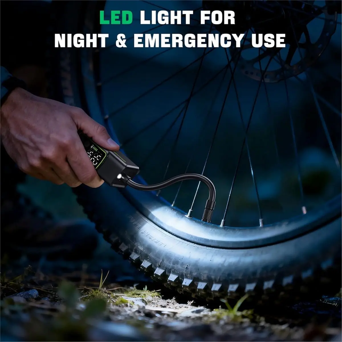 

Портативный беспроводной мини-компрессор для накачки шин AD10 с LED-подсветкой и манометром