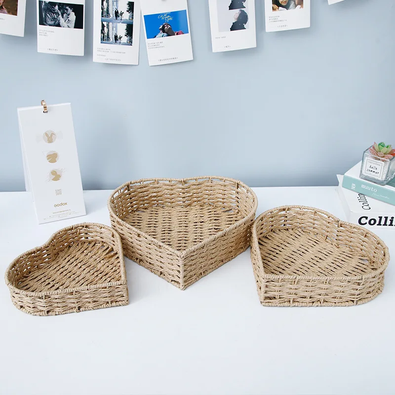 

Storage Basket Desktop Love Storage Box Weaving Storage Basket Toy Storage Box Vine Weaving Storage Frame