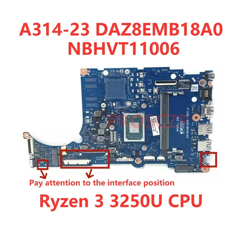 Imagem -03 - Placa-mãe do Portátil para Acer Daz8emb18a0 A31423 Nbhvt11008 Nbhvt1106 Nbabr11003 Nbabr11008 3020e r3 Cpu r7 100 Testado Bom