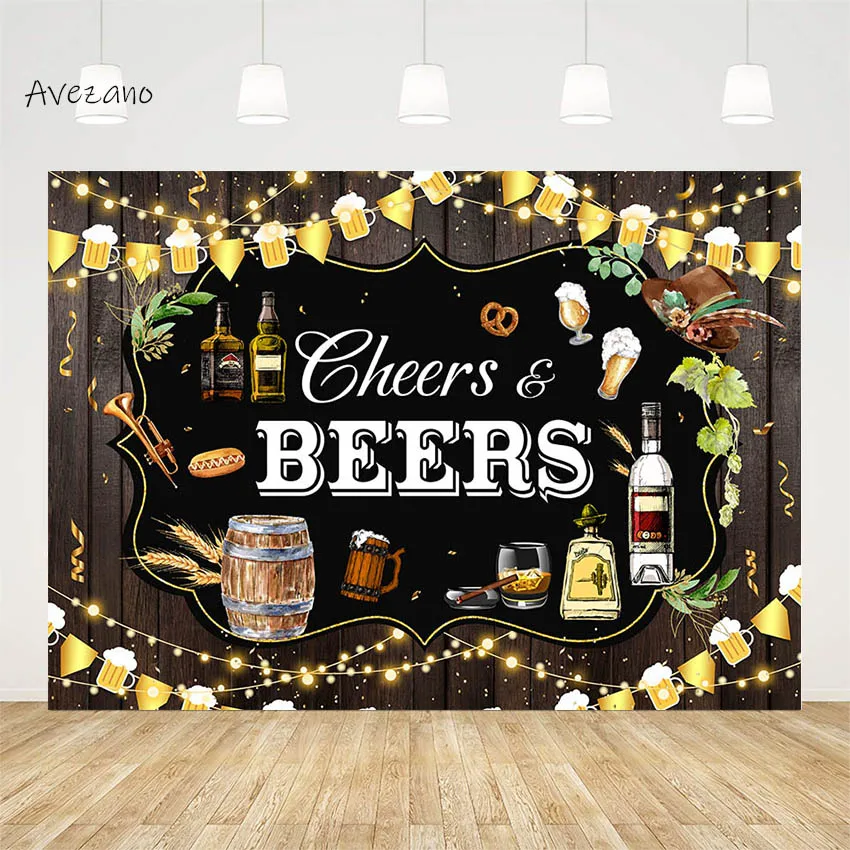 

Avezano Cheers and Beers Photography Backdrop for 30th 40th 50th Birthday Party Rustic Glitter Decor Background Photo Studio