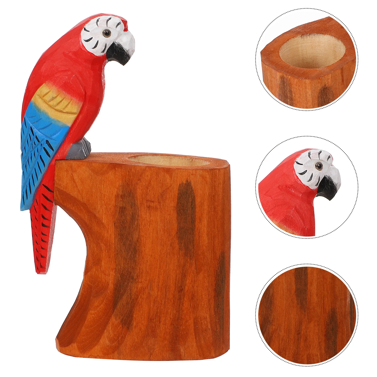 

1Pcs Wooden Engraved Pen Holder Cartoon Animal Shape Desktop Organizer Handmade Decorative for Office Home School Use