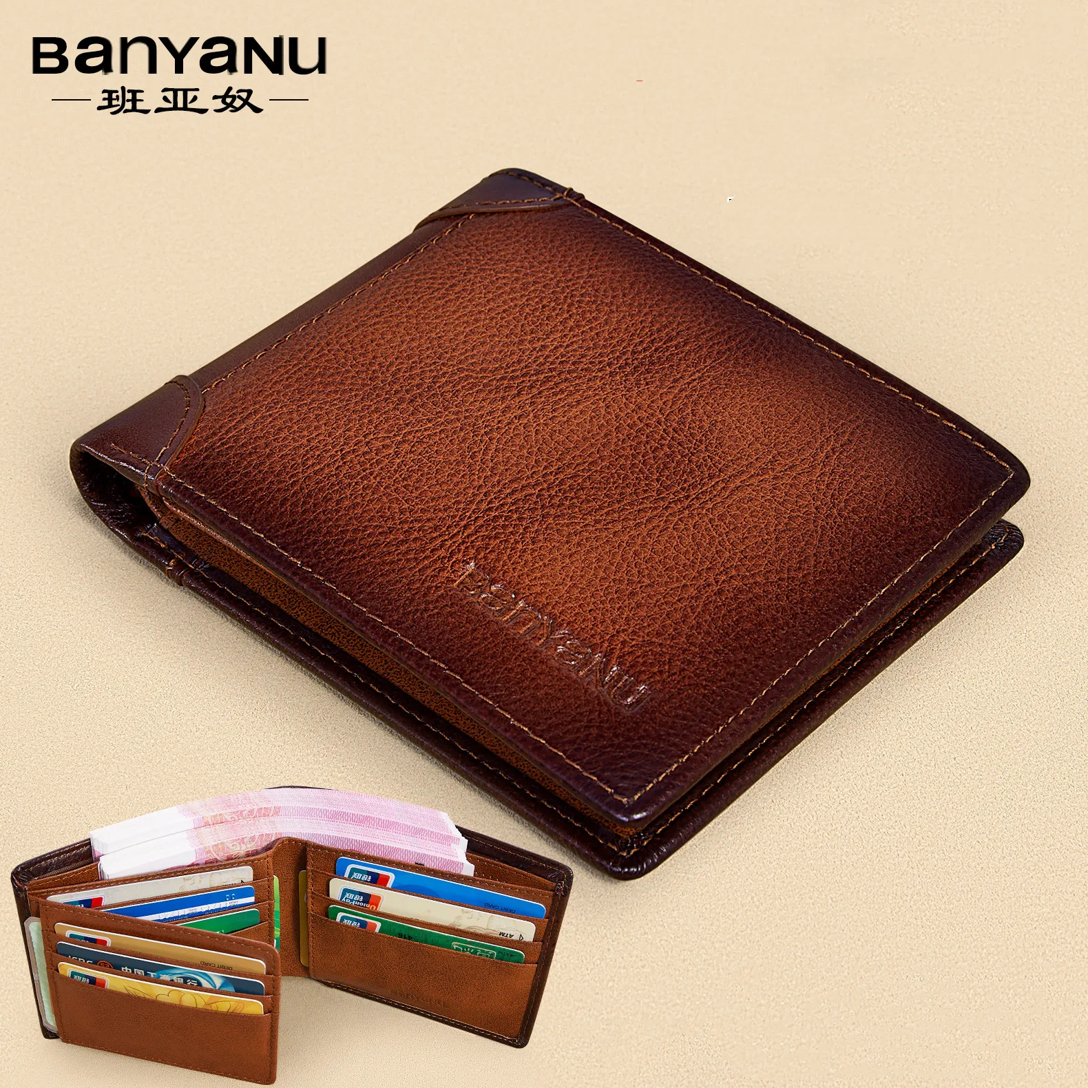 

Винтажный мужской кошелек из натуральной кожи, RFID-блокировка, тройной кошелек, тонкий короткий многофункциональный держатель для кредитных карт, мужской кошелек для денег