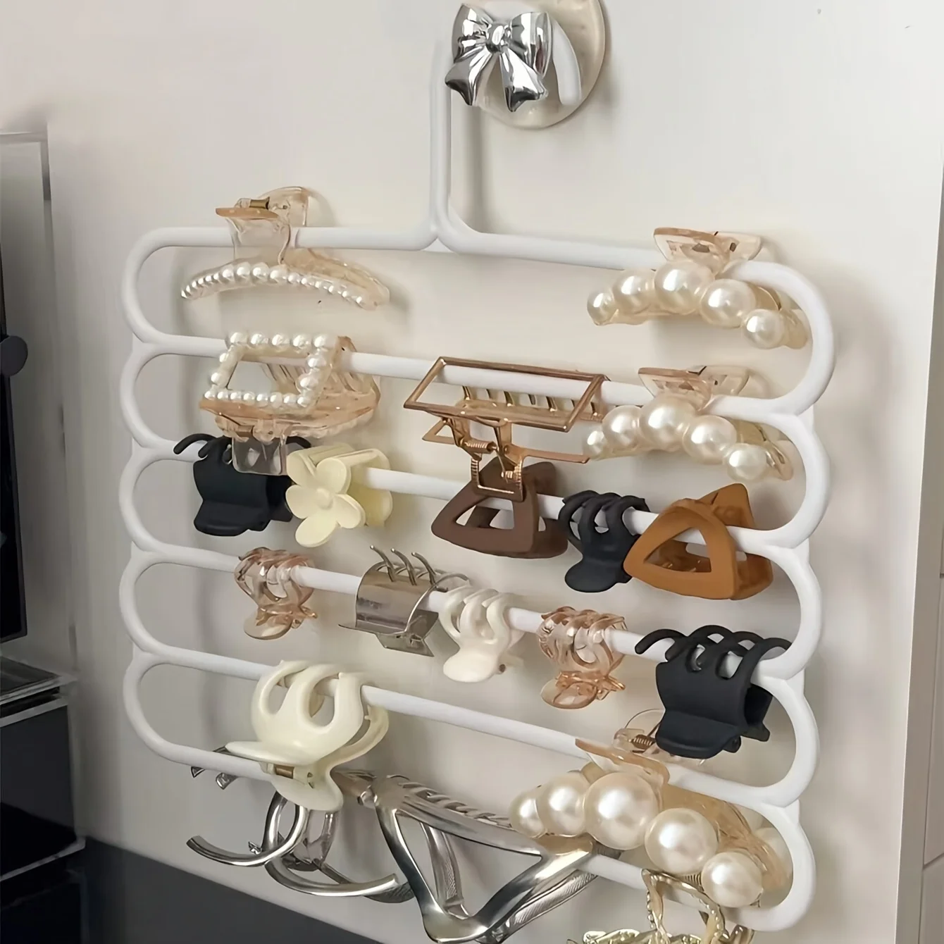 Versatile Wall-Mounted Hair Accessory Organizer - Large Capacity for Clips, Headbands & More - Perfect for Home & Dorms