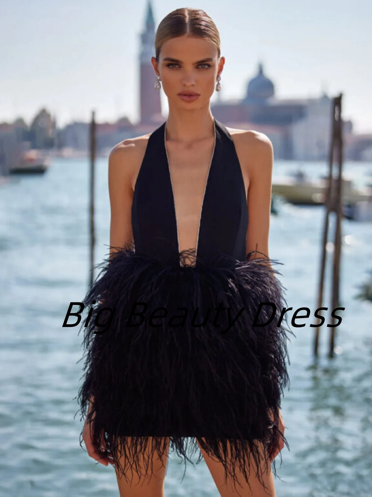 Customized Luxury Quinceanera Atmosphere Mini Black Feather Rhinestone decoration Party Dress Gowns vestidos de 15 quinceañera