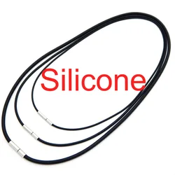 1.5mm 3mm Rubber Tube Cord Black Silicone Cord Jewelry Cord Body Chains Necklace Stainless Steel Buckle DIY Making Findings