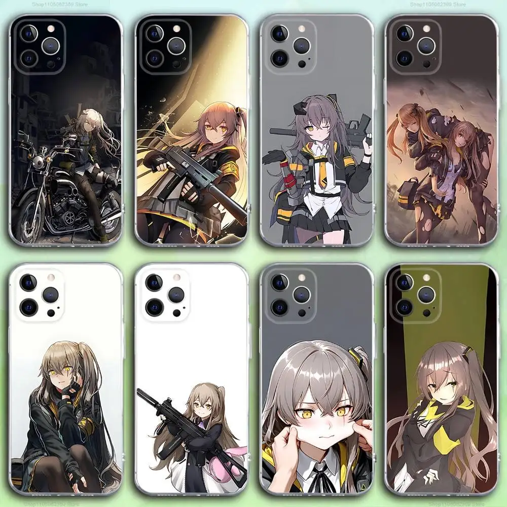 

Girls F-Frontline Ump45 Phone Case For iPhone 17,16,15,14,13,12,11 Pro,Max,Plus,X,XS,XR,SE4,E Mini Transparent Soft Cover