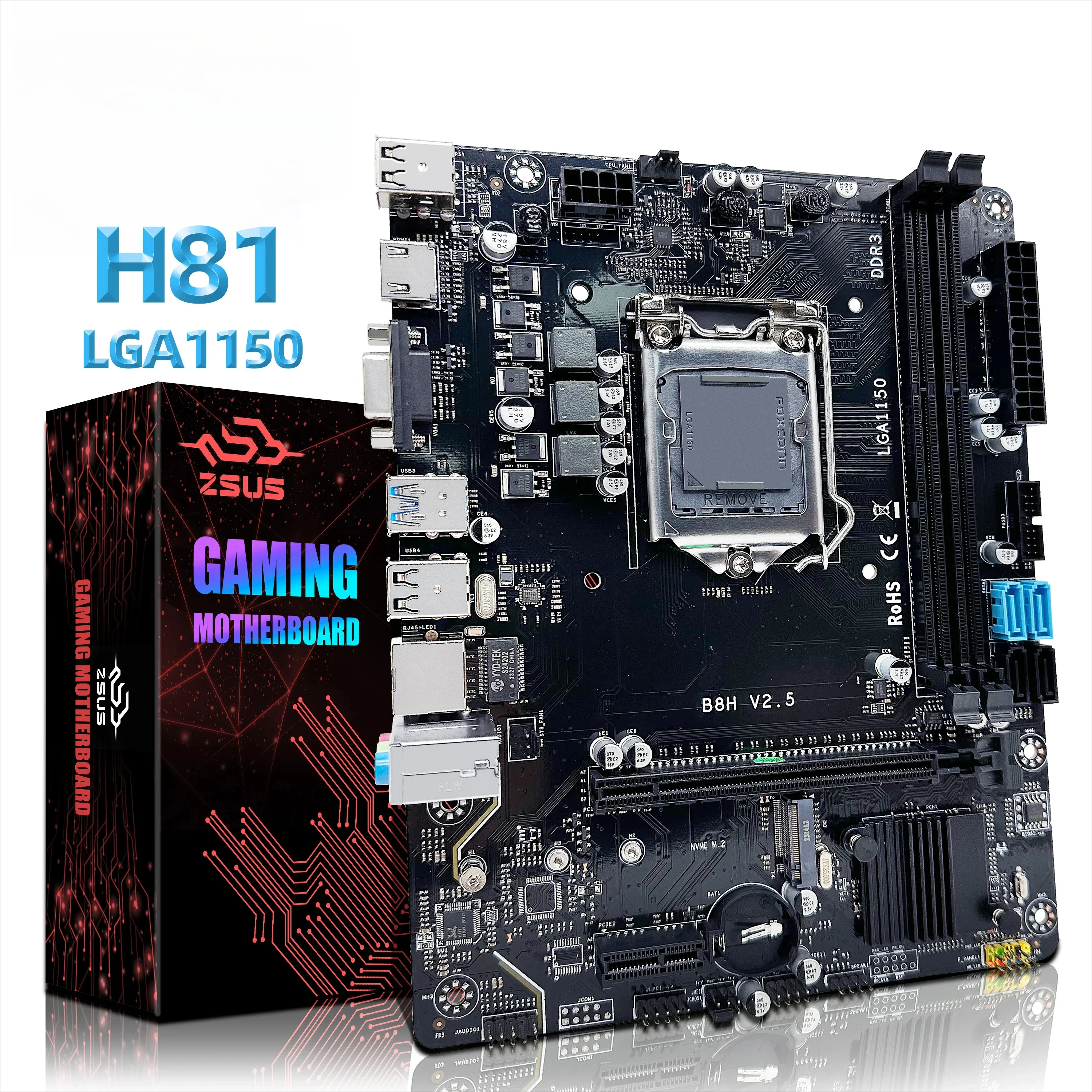 Placa base ZSUS H81 LGA 1150, Base de soporte para placa base Pentium Celero Core i3 i5 i7 4. ° procesador DDR3 RAM SATA3.0 USB3.0
