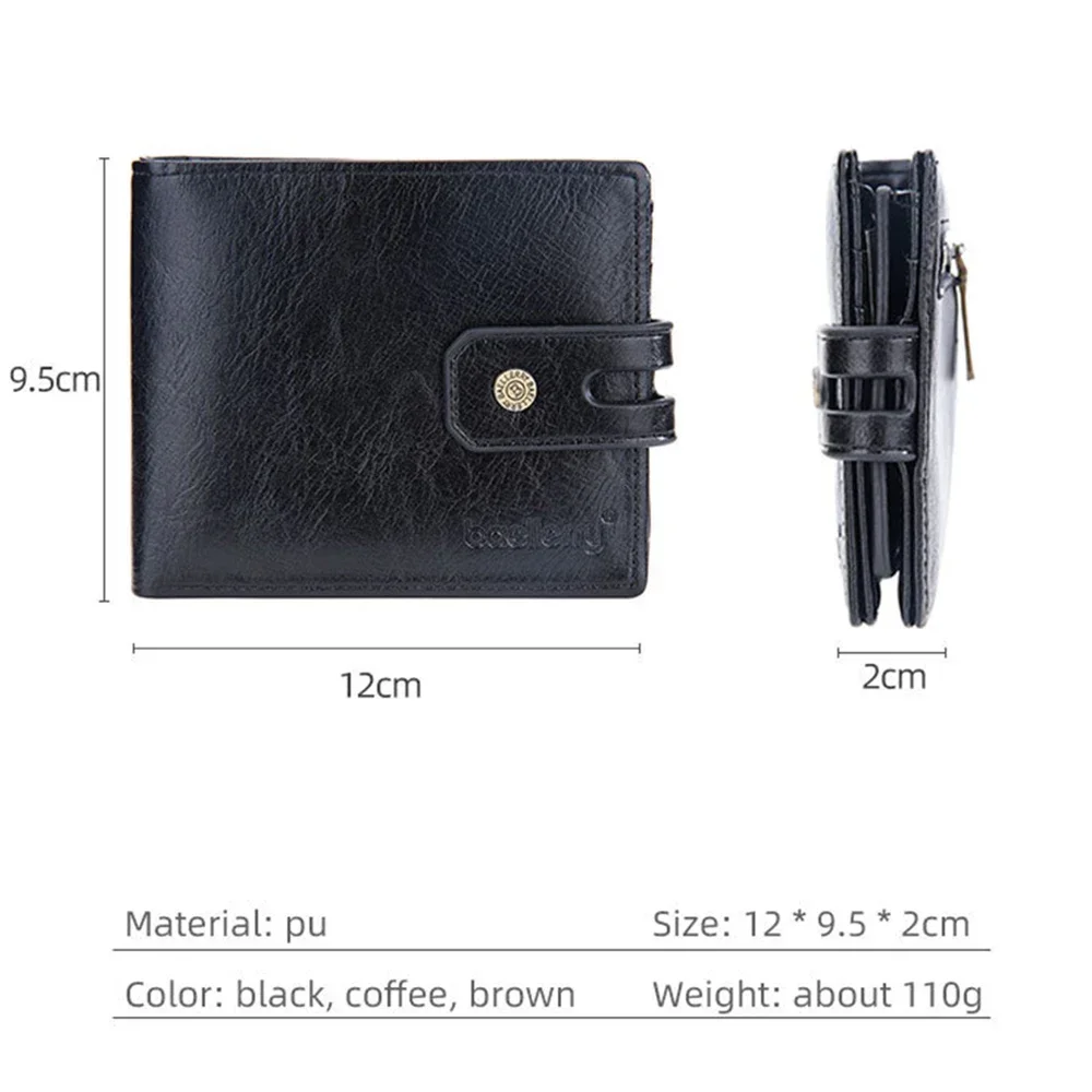 Men Short Zipper Hasp Wallet PU Leather Coin Holder Multi-Card Wallet Male Vintage Fashion European American High Quality Purse