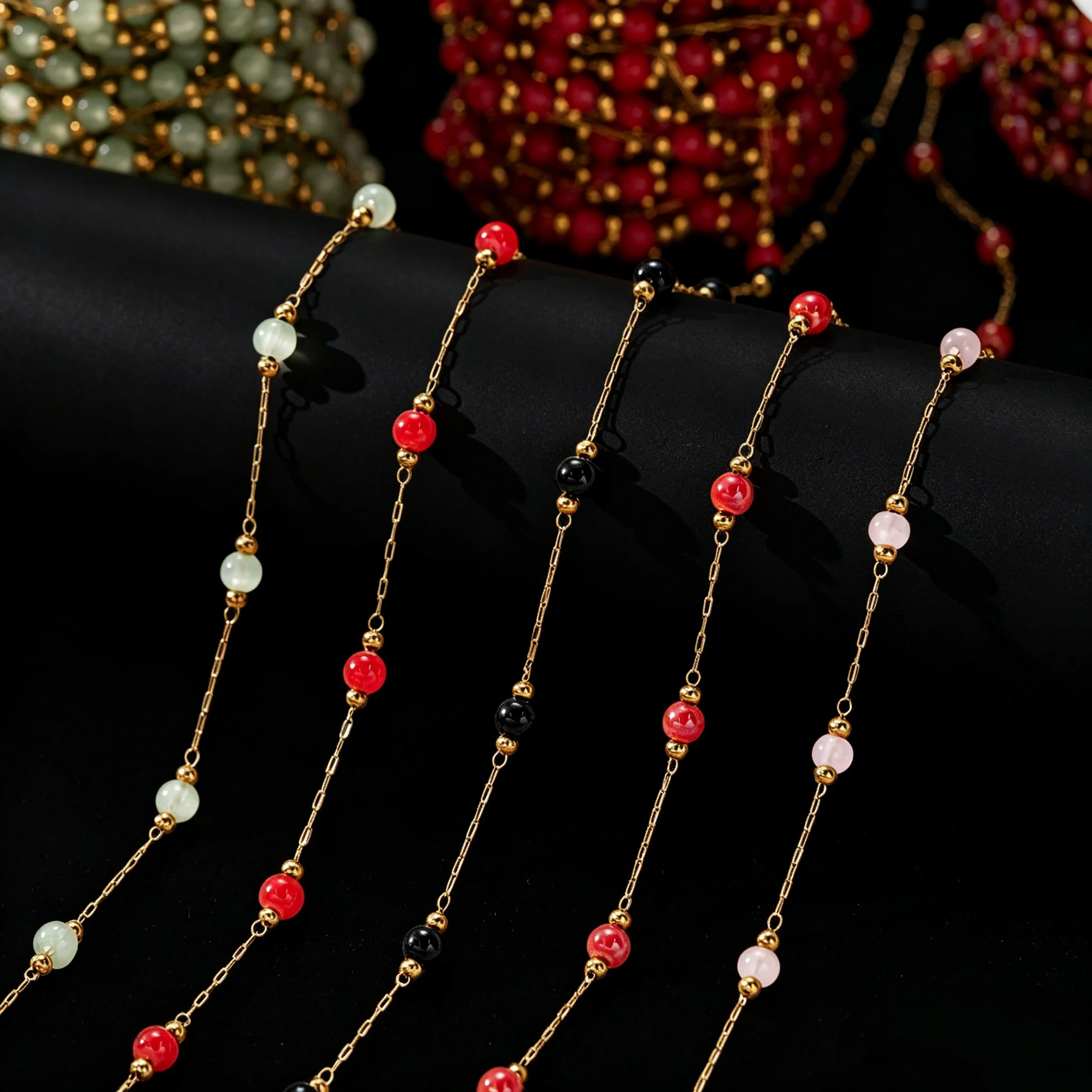 1 Meter Edelstahlkette mit Runden Perlen in Goldfarbe für DIY Armband Halskette Schmuckherstellung Bastelbedarf Zubehör – Detail 1