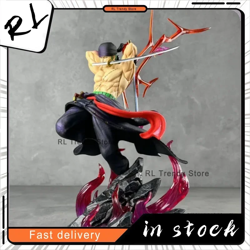One Piece Roronoa Zoro 28CM Action Figure Stile a tre spazole Doppia testa Scambiabile Animazione Statua Giocattolo da collezione Regalo