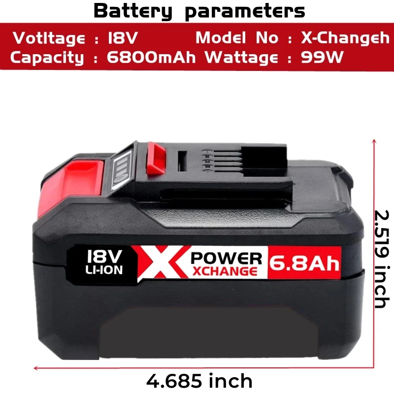 X-Change 6800mAh Replacement for Einhell Power X-Change Battery Compatible with All 18V Einhell Tools Batteries with Led Display