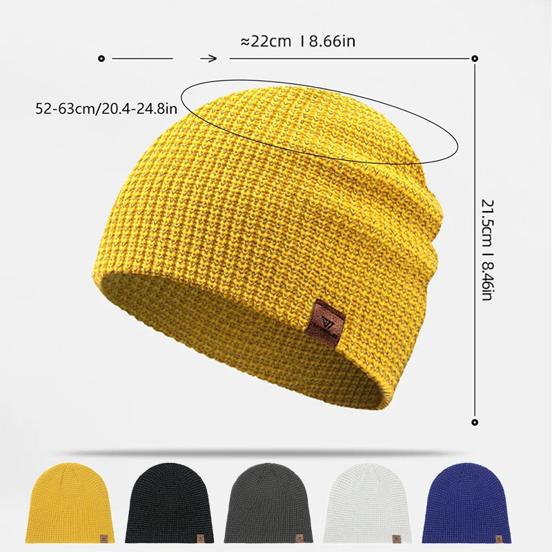 WRELS Winter Knitted Beanie Hats Warm Night Running Reflective Hat Unisex Windproof Ear Protection Cycling Hiking Ski Cap image 3