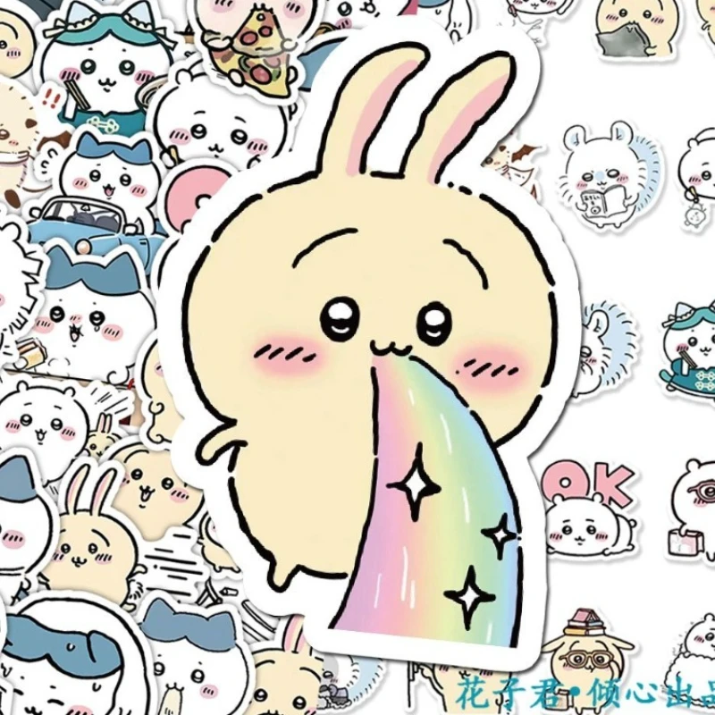 64pcs Cartoon Cute Pattern Stickers Hachiware Usagi Momonga Used To Decorate Mobile Phone Cases Desktops and Water Cups view 3