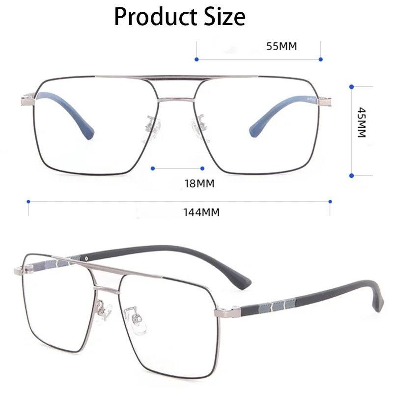 Large Frame Ultra-light Multifocal Reading Glasses Men  HD Presbyopia Glasses See Near Far Eyewear Metal Quality Fashion Polygon